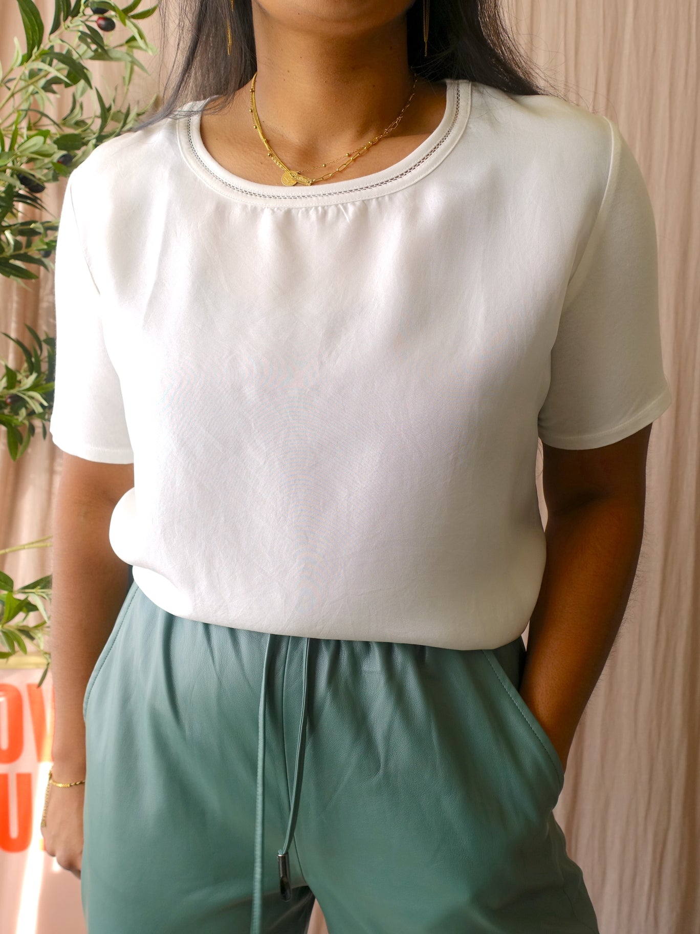 Weekend MaxMara silk mix top snow white