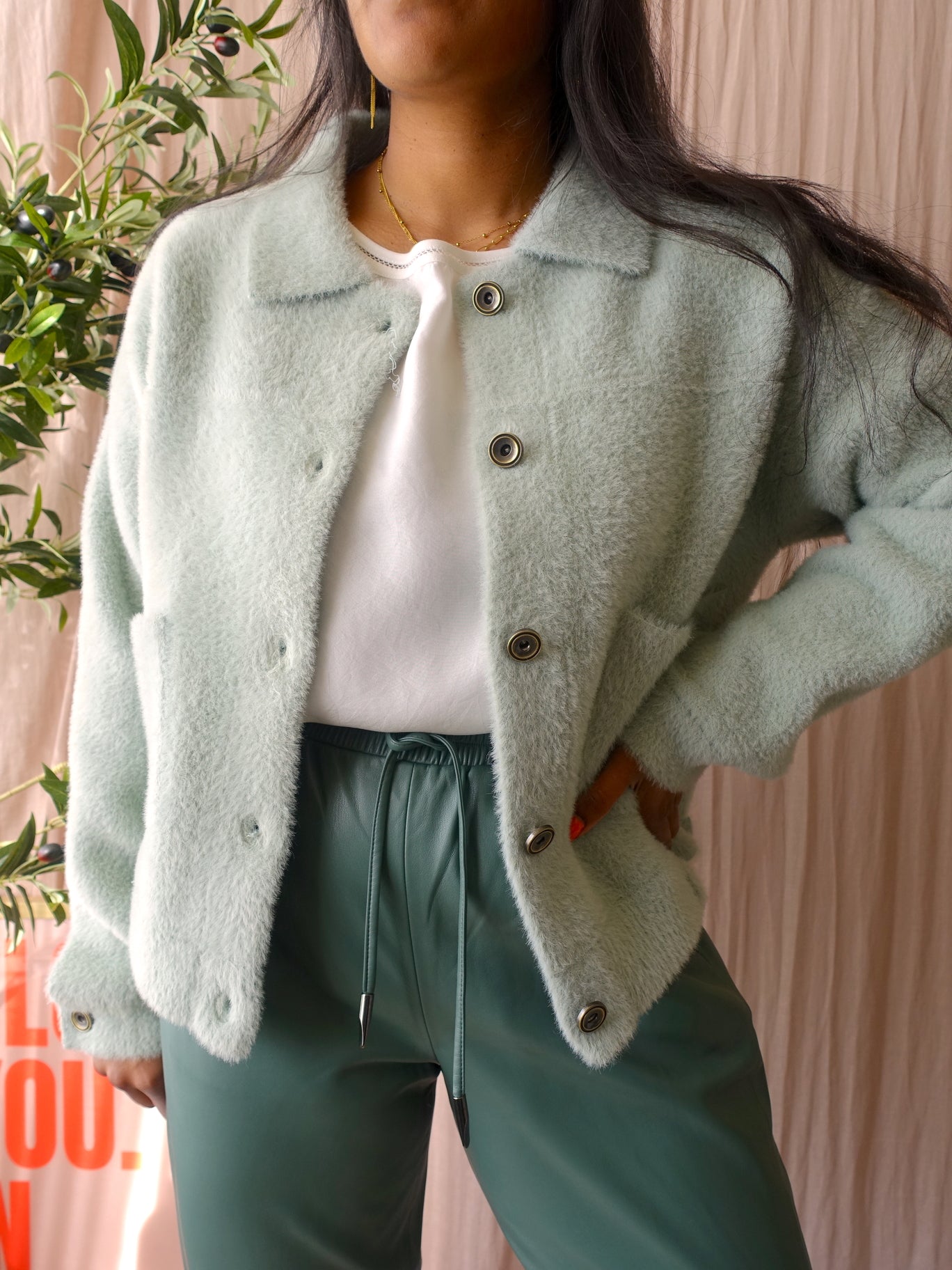 Rino & Pelle bubbly boxy fit shacket pastel mint