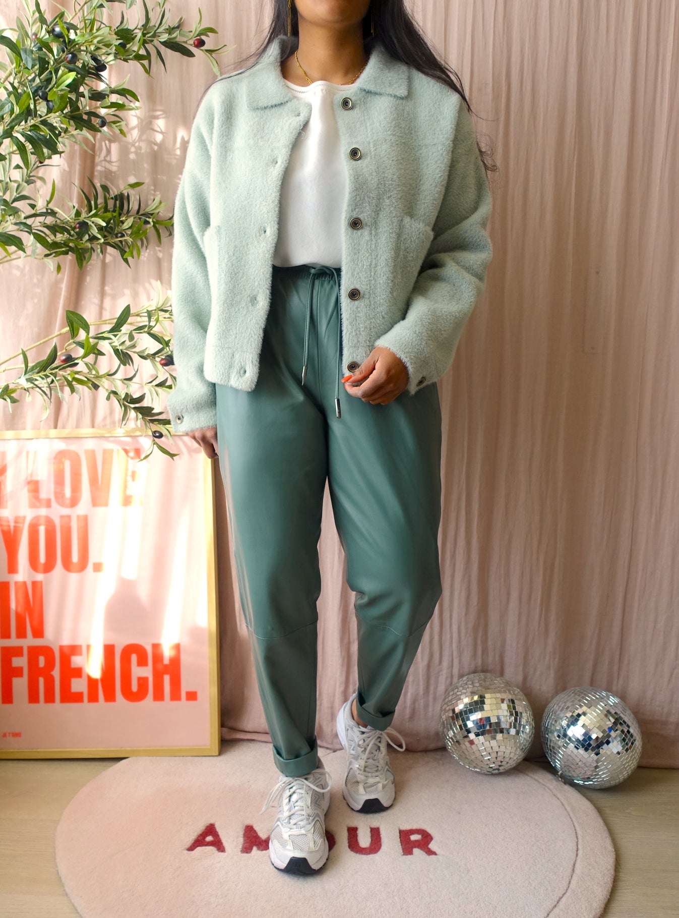 Rino & Pelle bubbly boxy fit shacket pastel mint