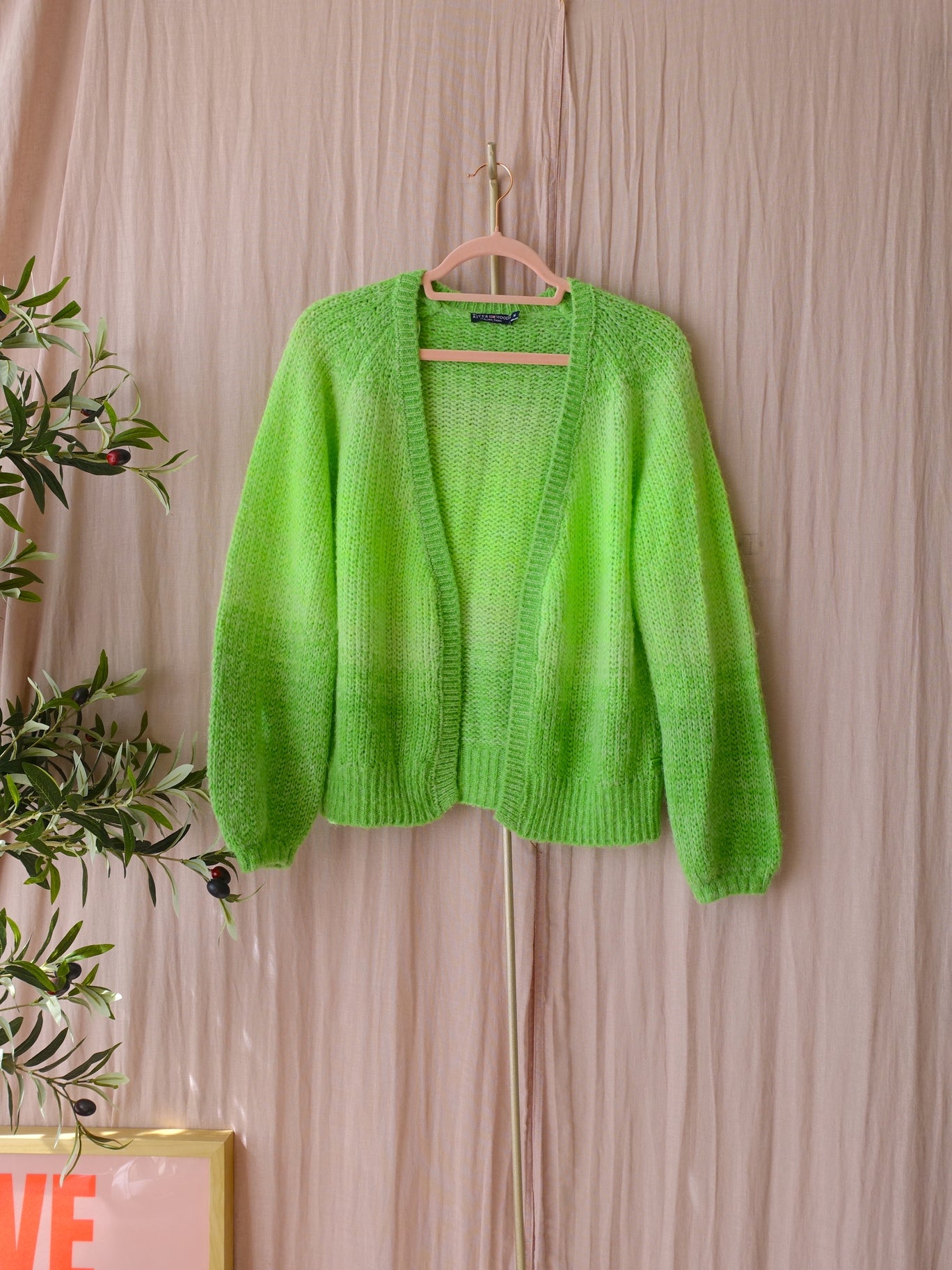 River Woods alpacamix ombre knit cardigan green flash