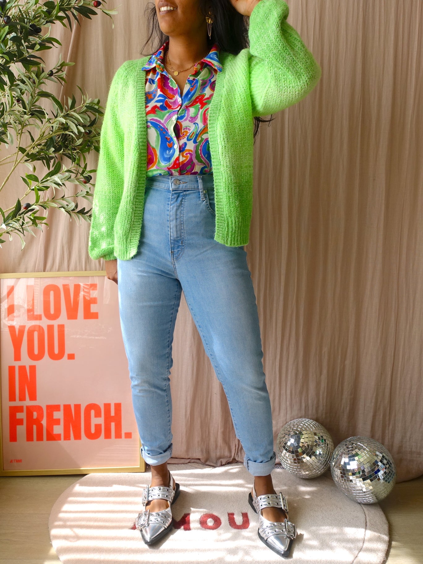 River Woods alpacamix ombre knit cardigan green flash