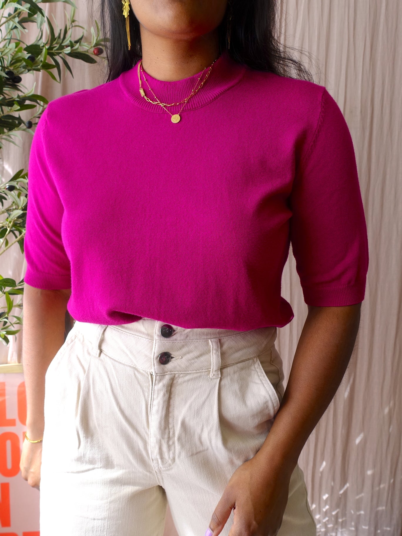 Roberto Sarto fine knit tee magenta