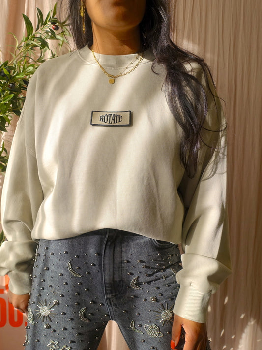 ROTATE Birger Christensen oyster grey enzyme sweater backprint