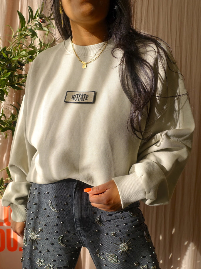 ROTATE Birger Christensen oyster grey enzyme sweater backprint