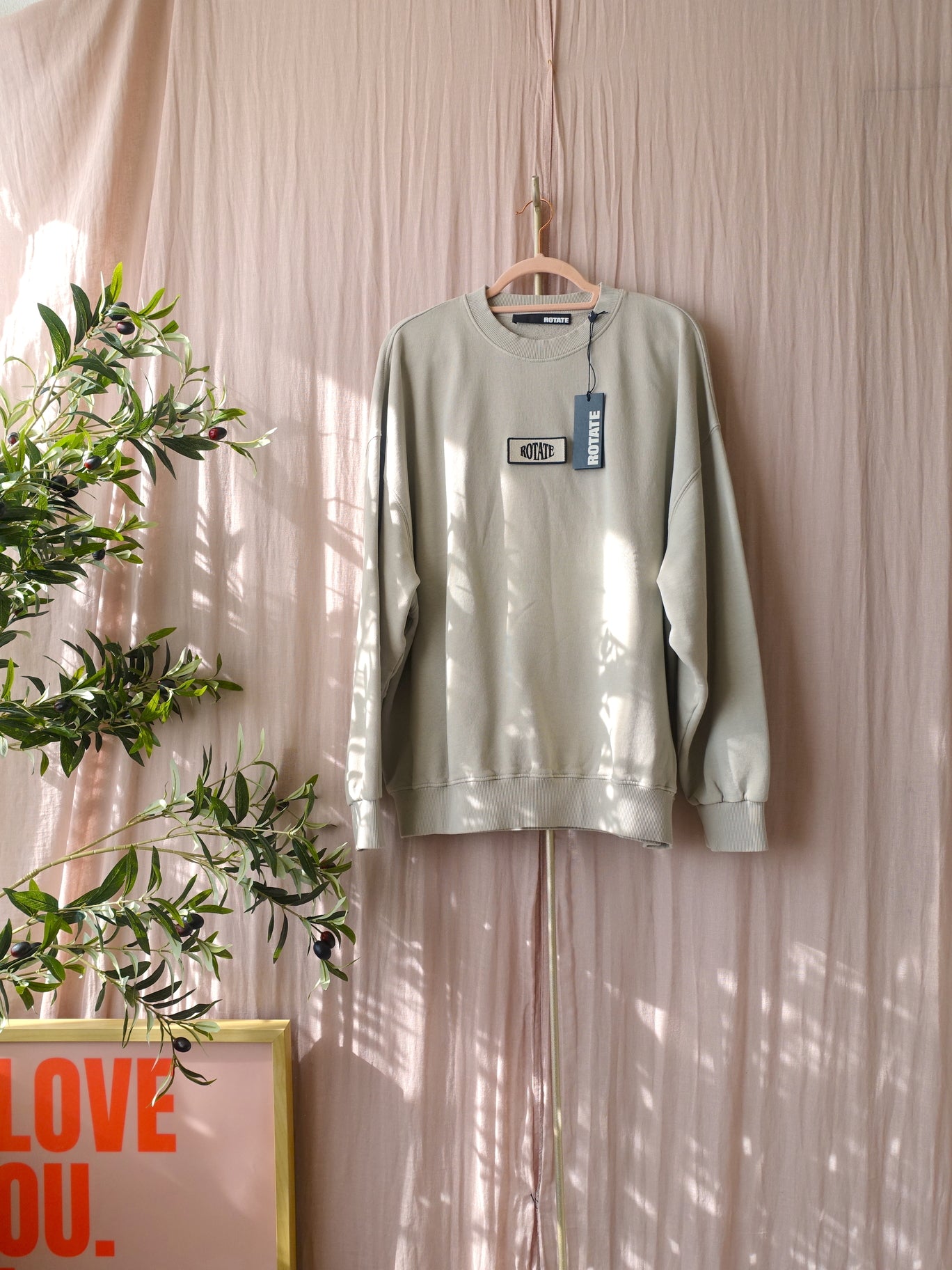 ROTATE Birger Christensen oyster grey enzyme sweater backprint