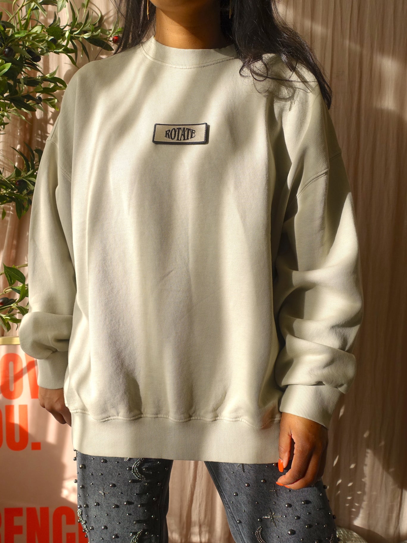 ROTATE Birger Christensen oyster grey enzyme sweater backprint