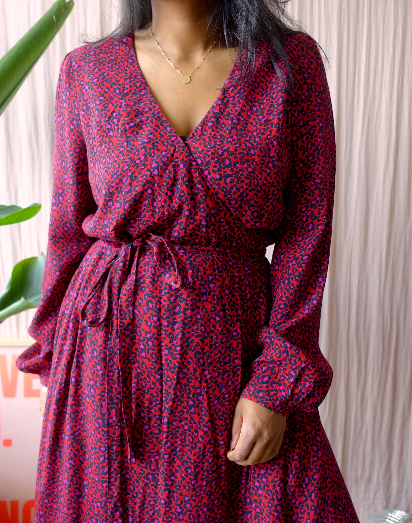 SET viscose midi leopard jurk