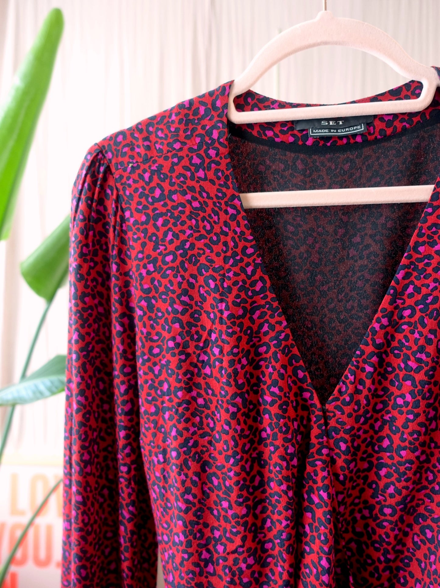 SET viscose midi leopard jurk