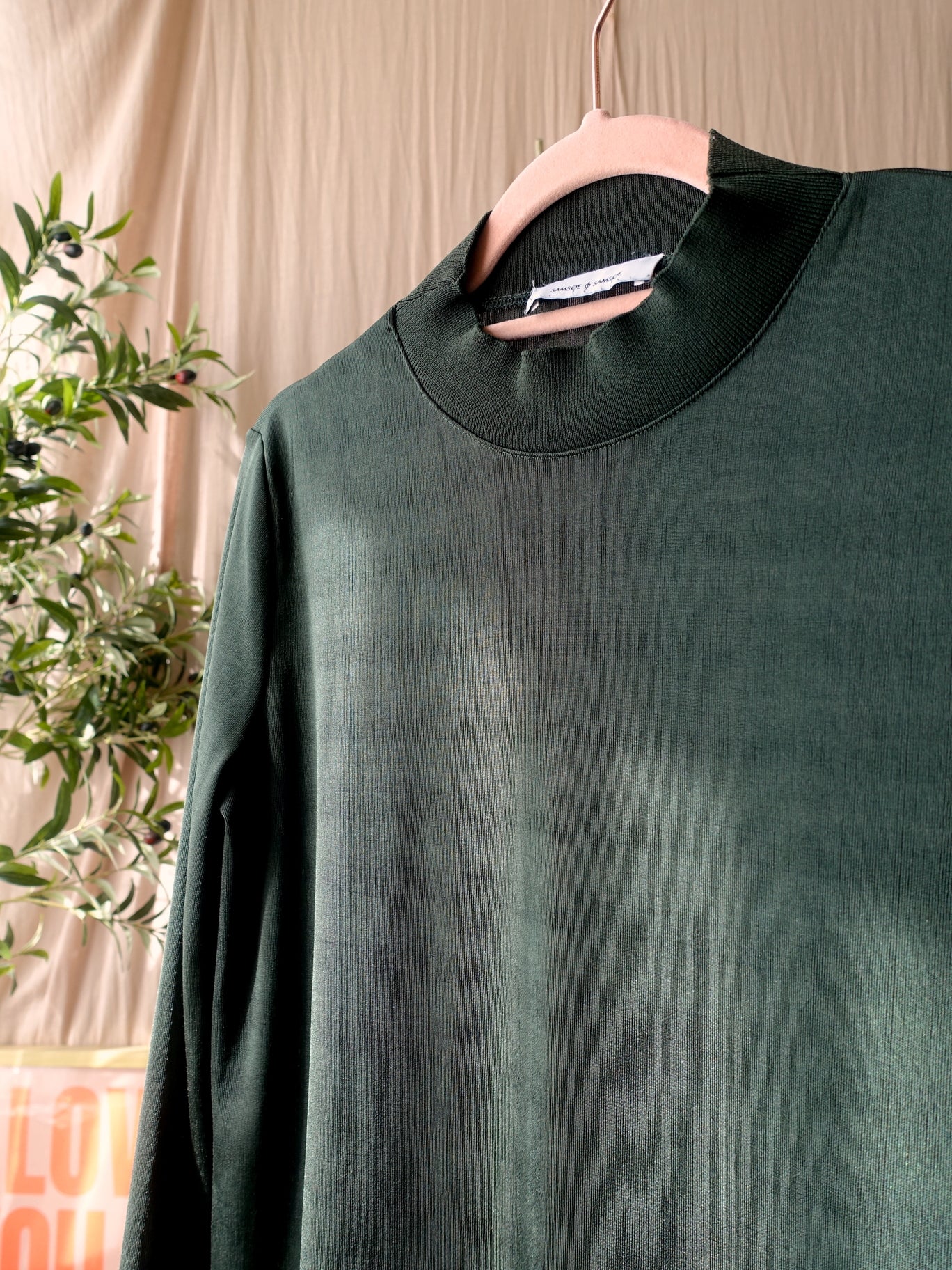 Samsøe Samsøe long sleeve mesh top dark forest green