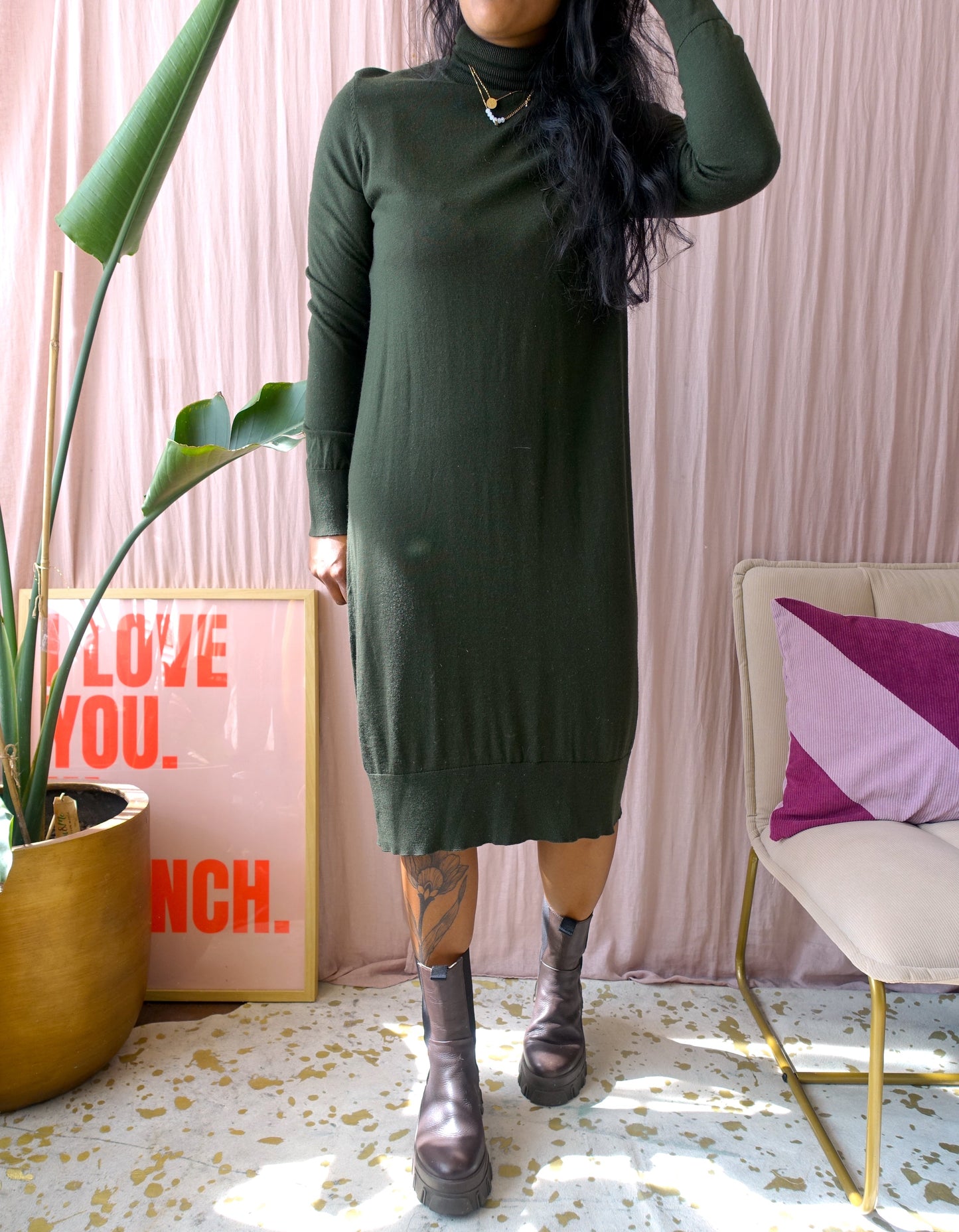 Samsøe Samsøe merino bodycon jurk forrest