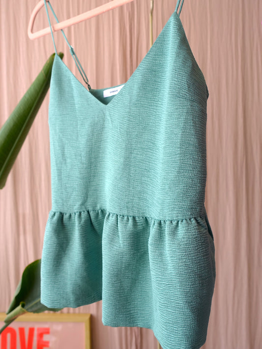 Samsøe Samsøe peplum seersucker top oil blue