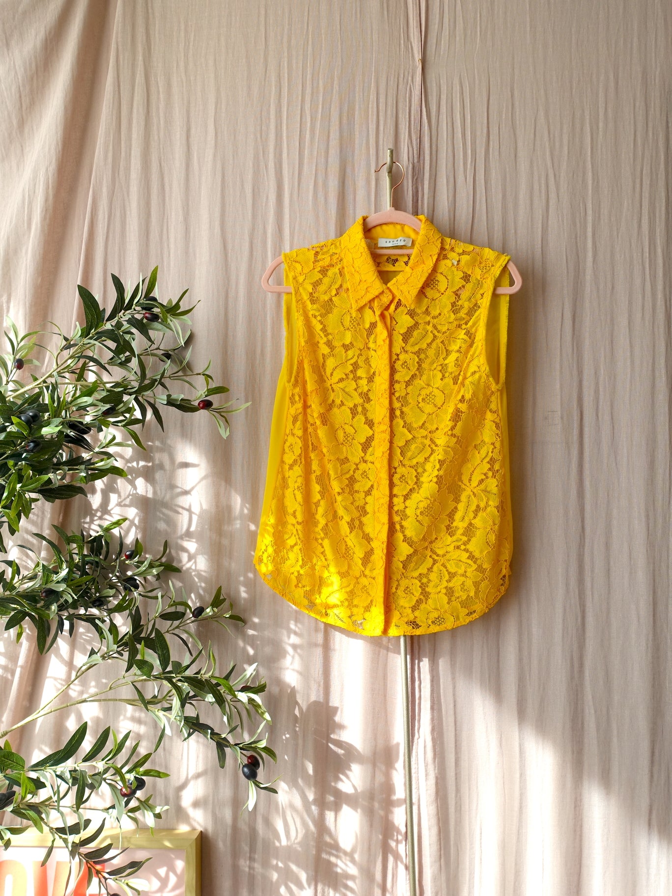 Sandro classic lace top golden yellow