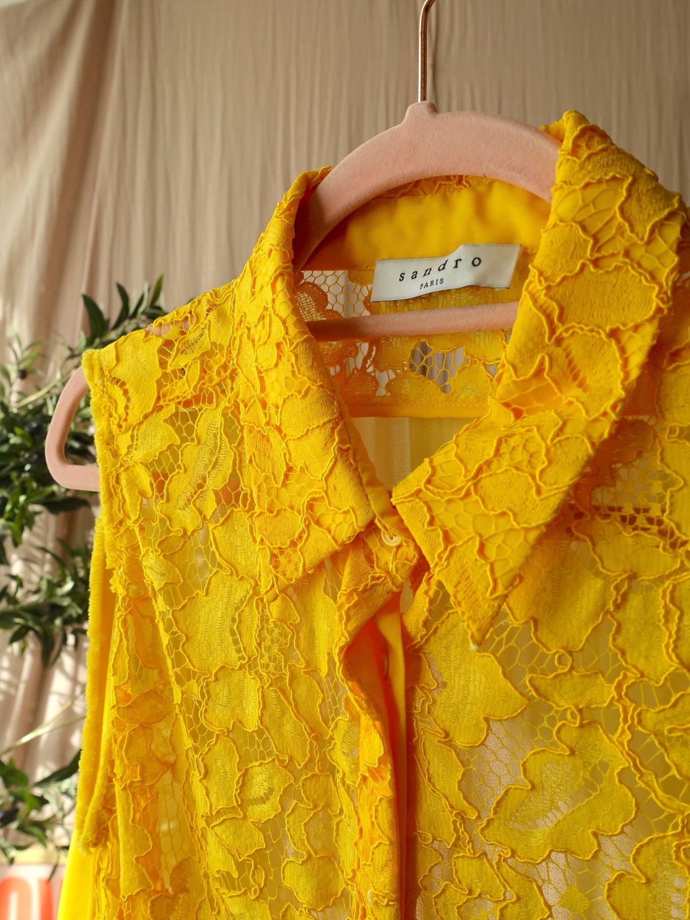 Sandro classic lace top golden yellow