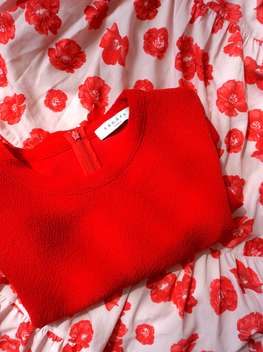 Sandro classic fit & flared jurk scarlet