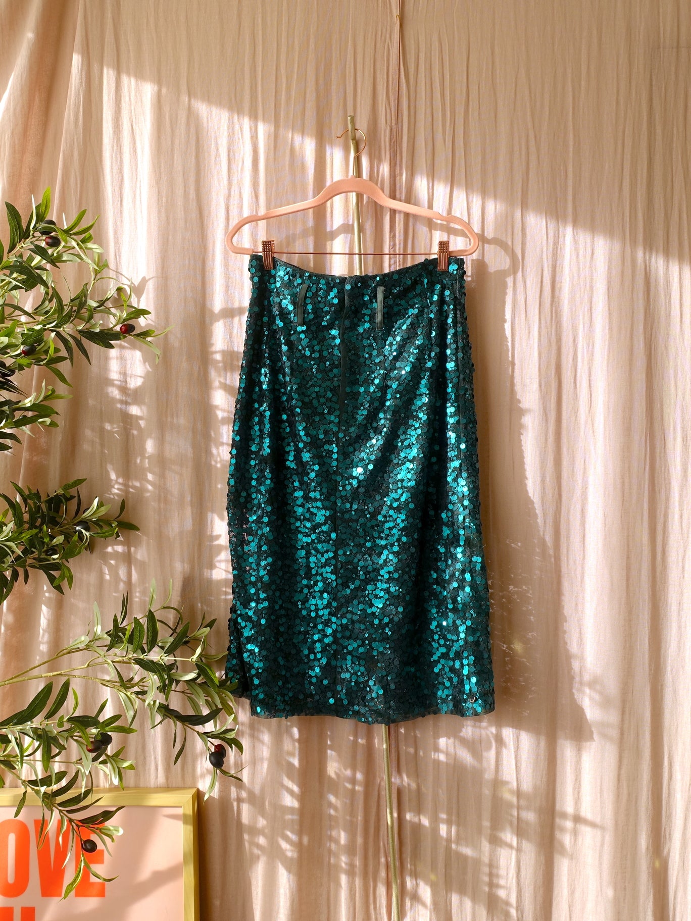 Scotch & Soda sequin midi rok deep teal