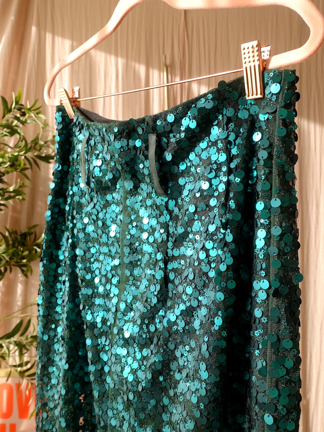 Scotch & Soda sequin midi rok deep teal