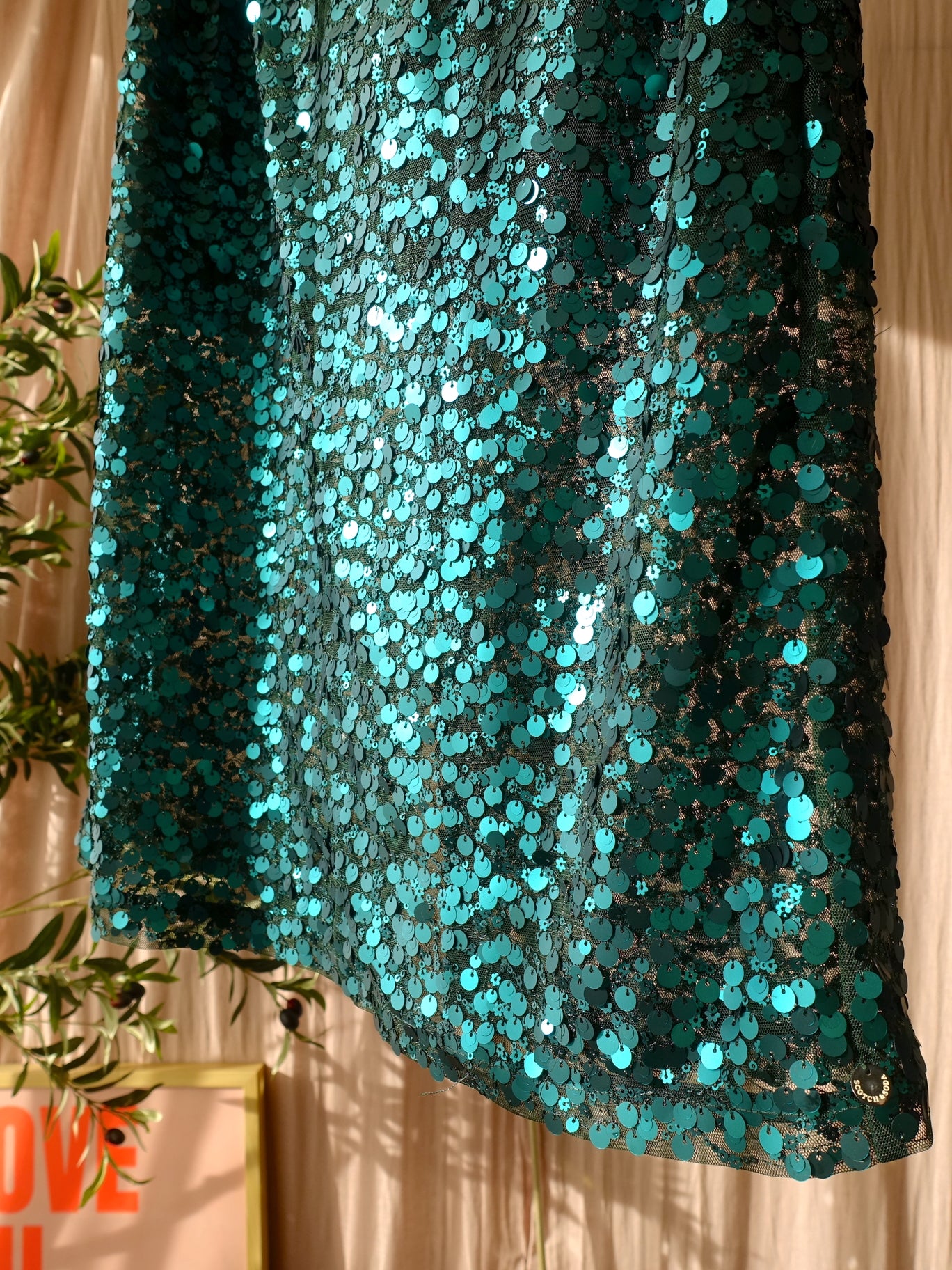 Scotch & Soda sequin midi rok deep teal