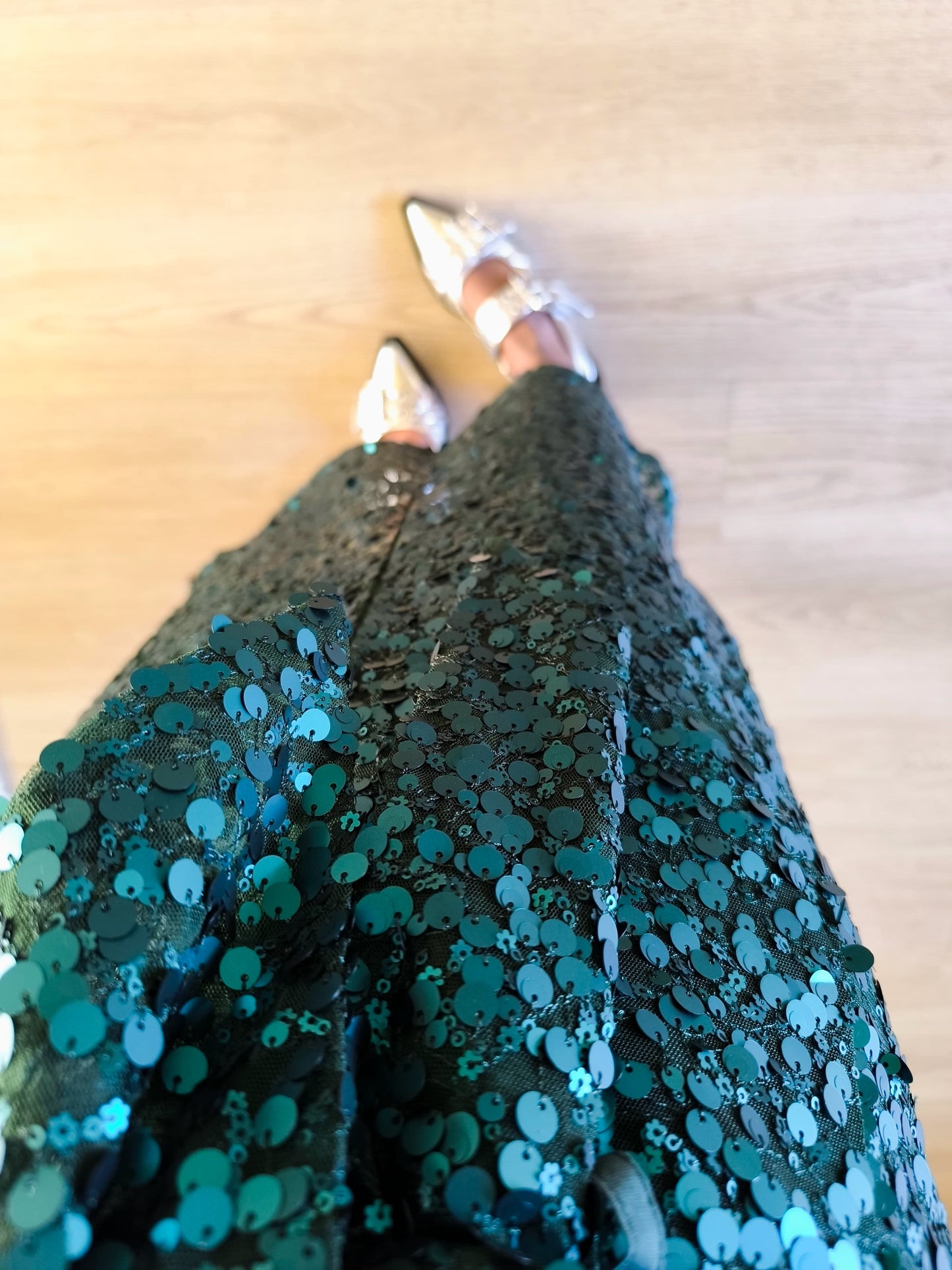 Scotch & Soda sequin midi rok deep teal