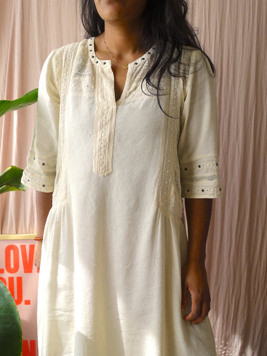 Scotch & Soda linnenlook bohemian jurk creme