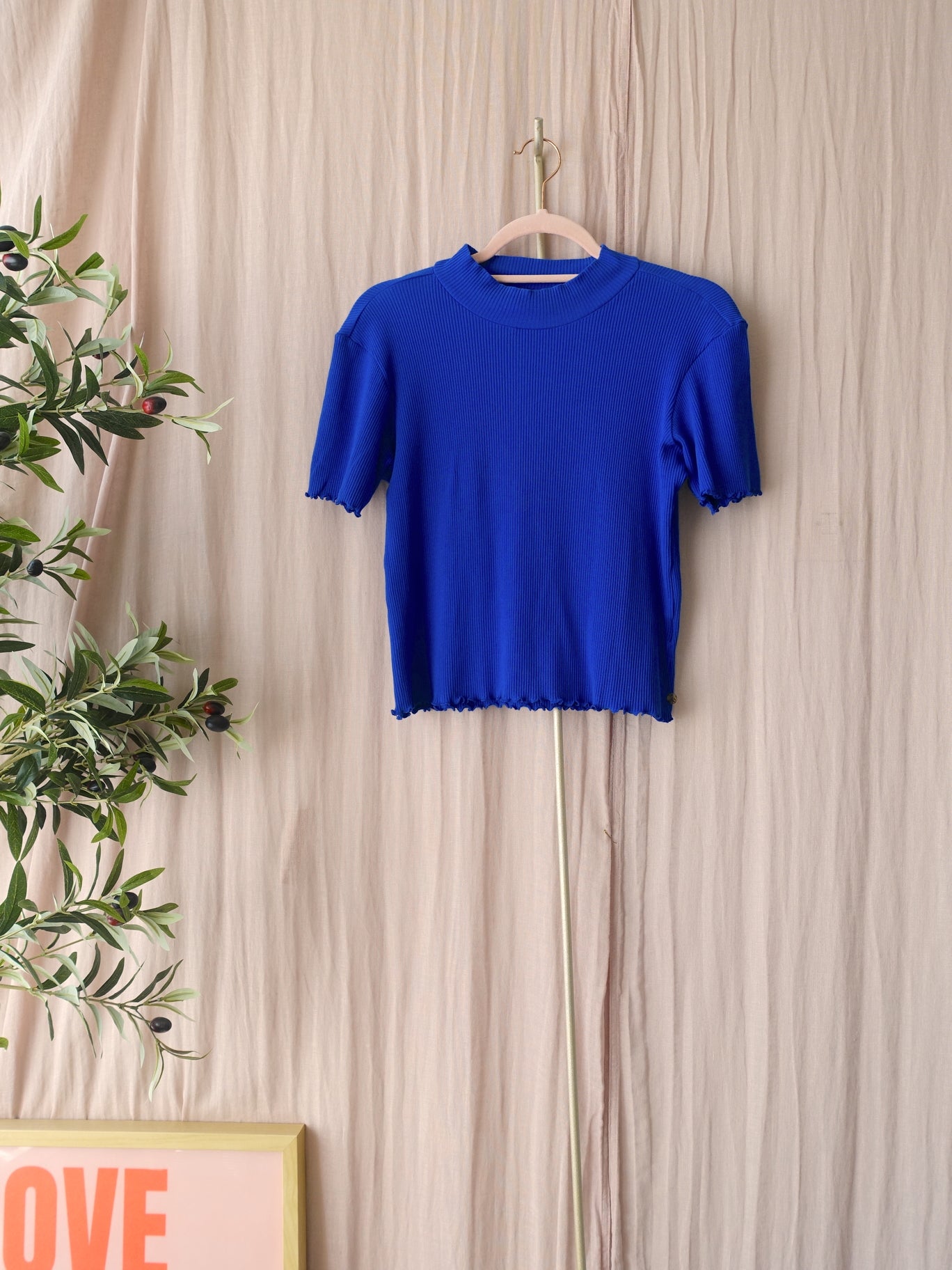 Scotch & Soda rib mock neck tee royal blue