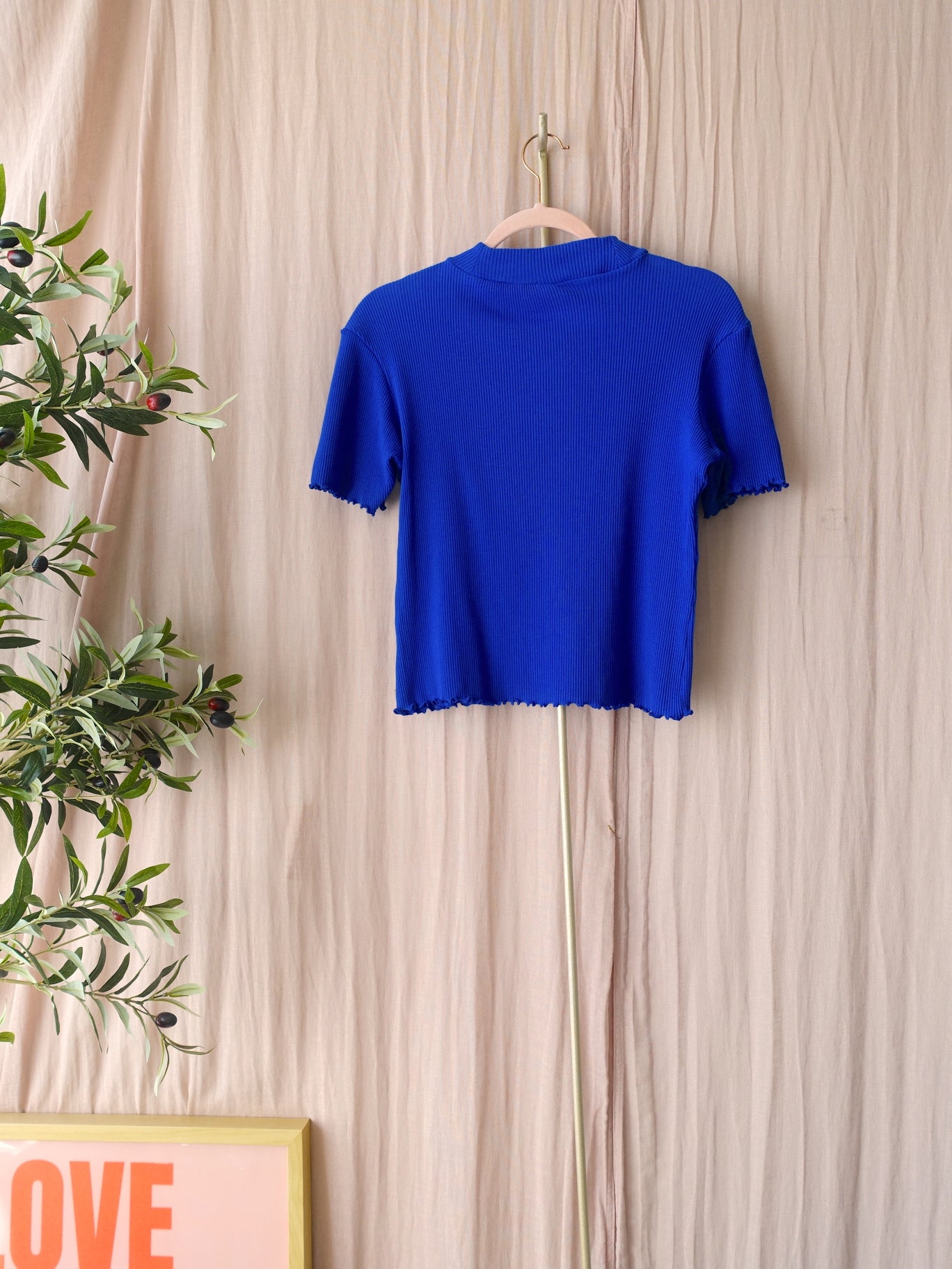 Scotch & Soda rib mock neck tee royal blue