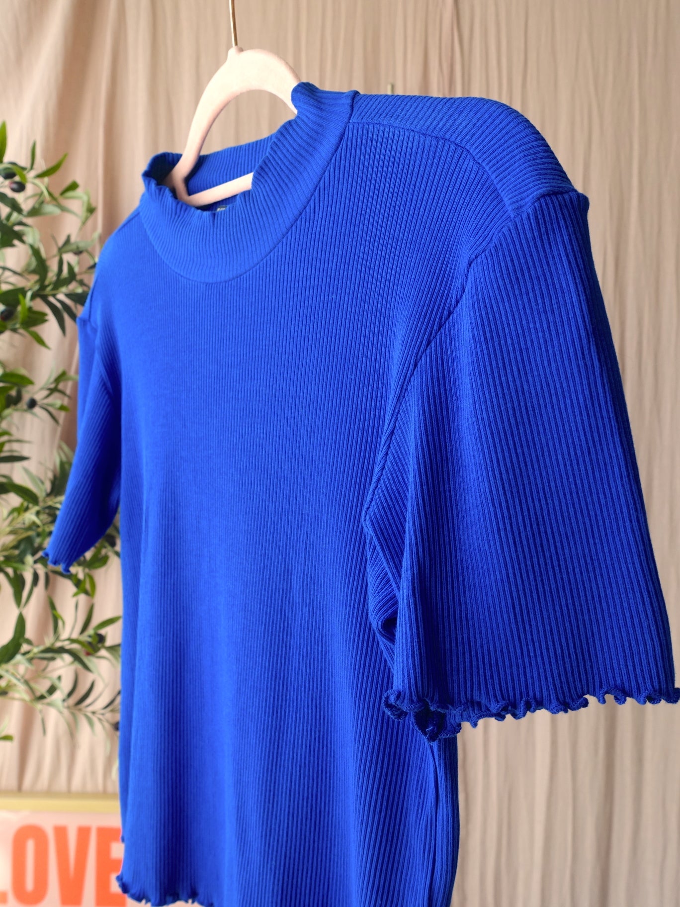 Scotch & Soda rib mock neck tee royal blue