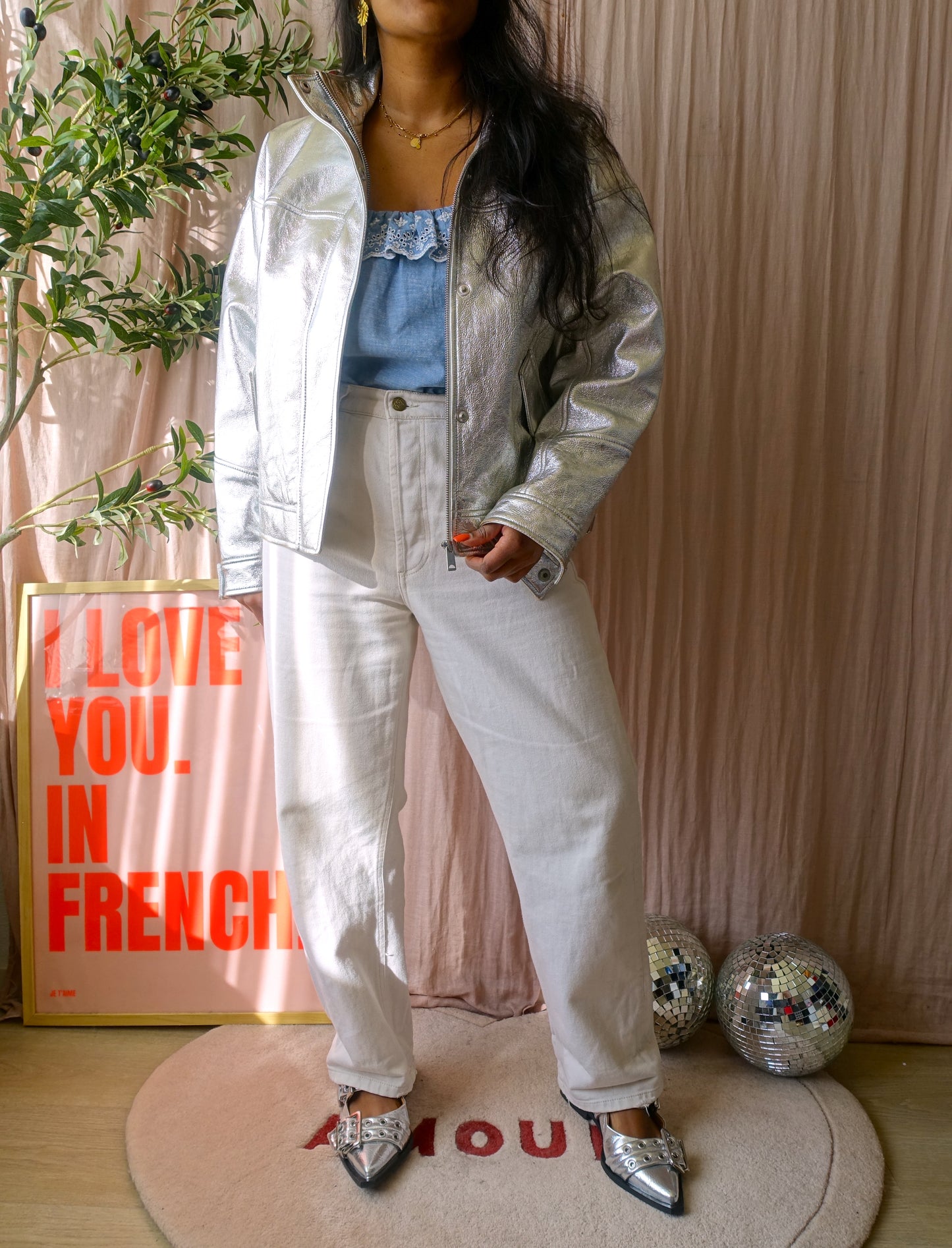 Scotch & Soda premium metallic leather jacket