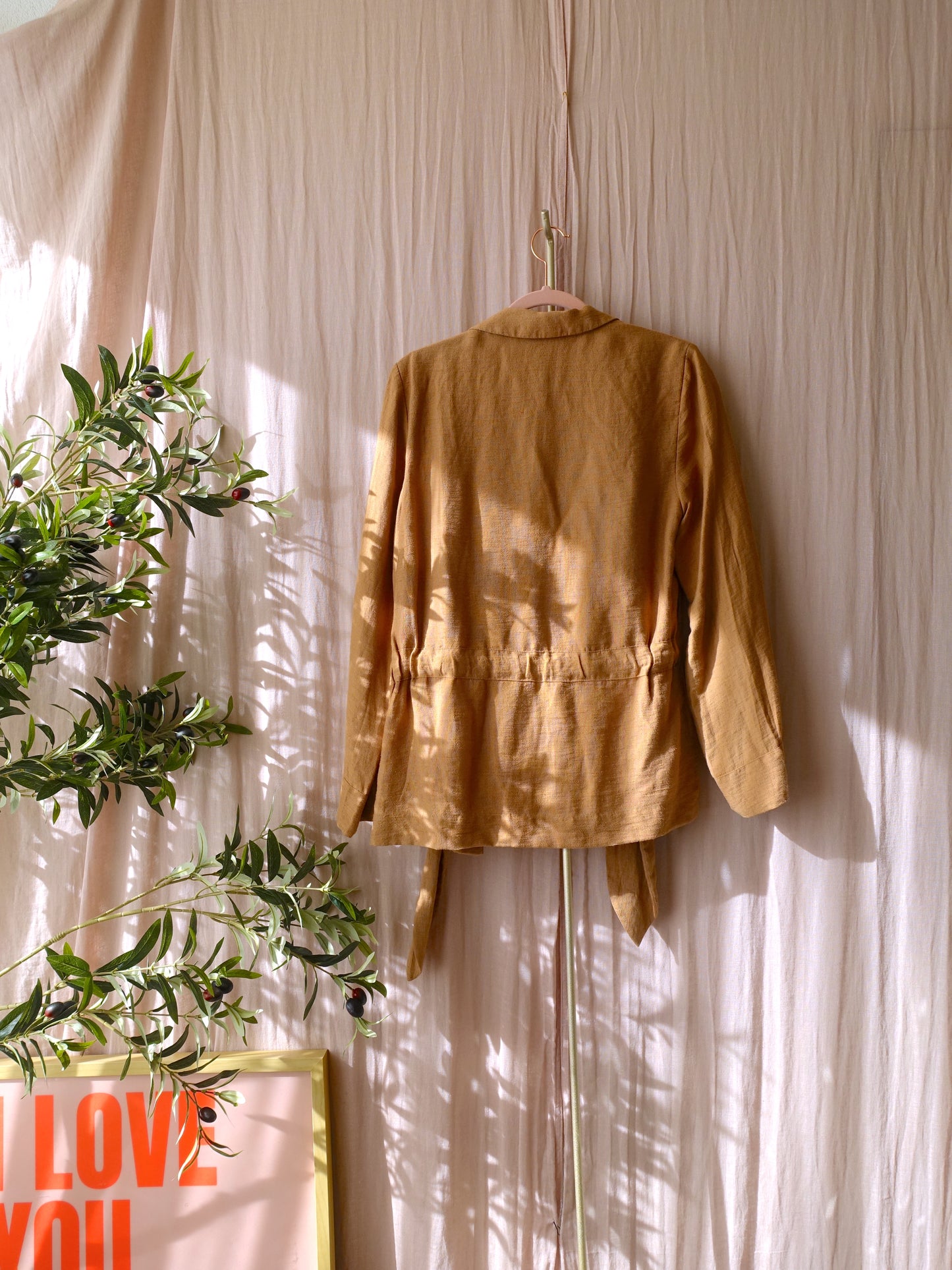 Scotch & Soda linnenmix blazer toffee