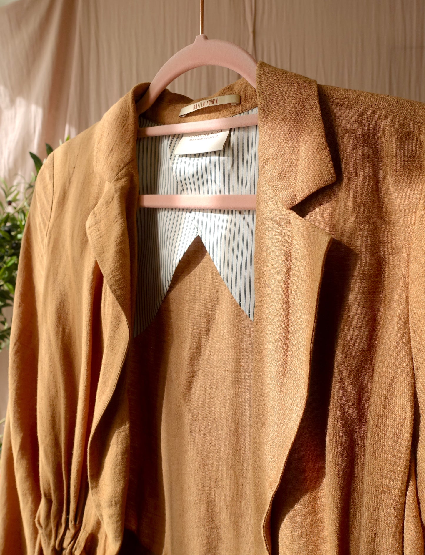 Scotch & Soda linnenmix blazer toffee