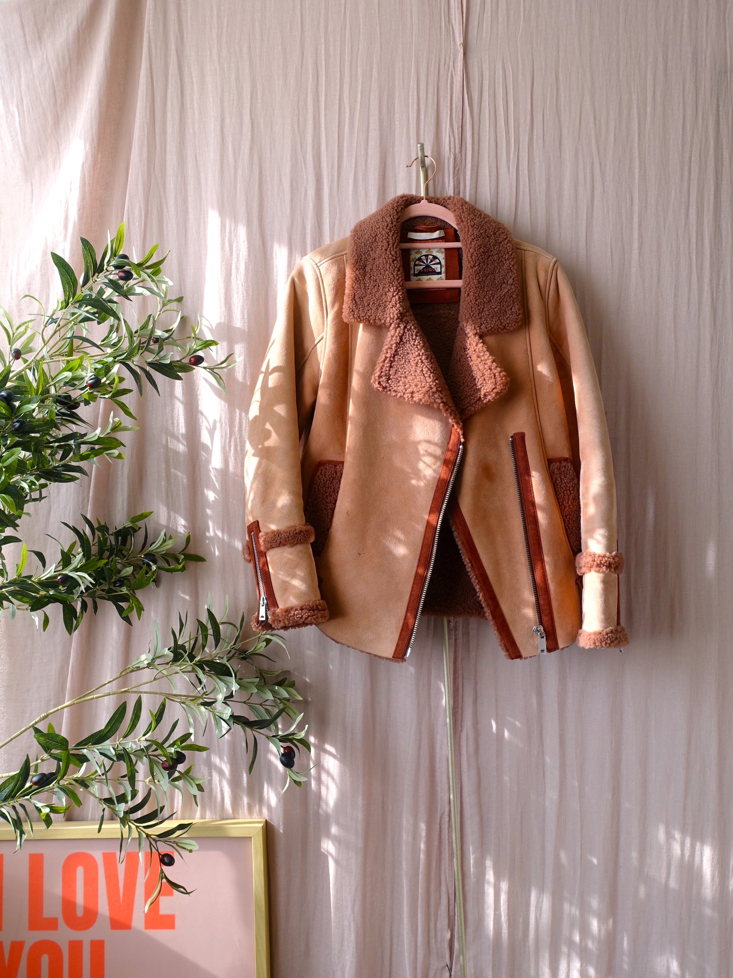 Scotch & Soda sherpa suede piloten jack copper brick