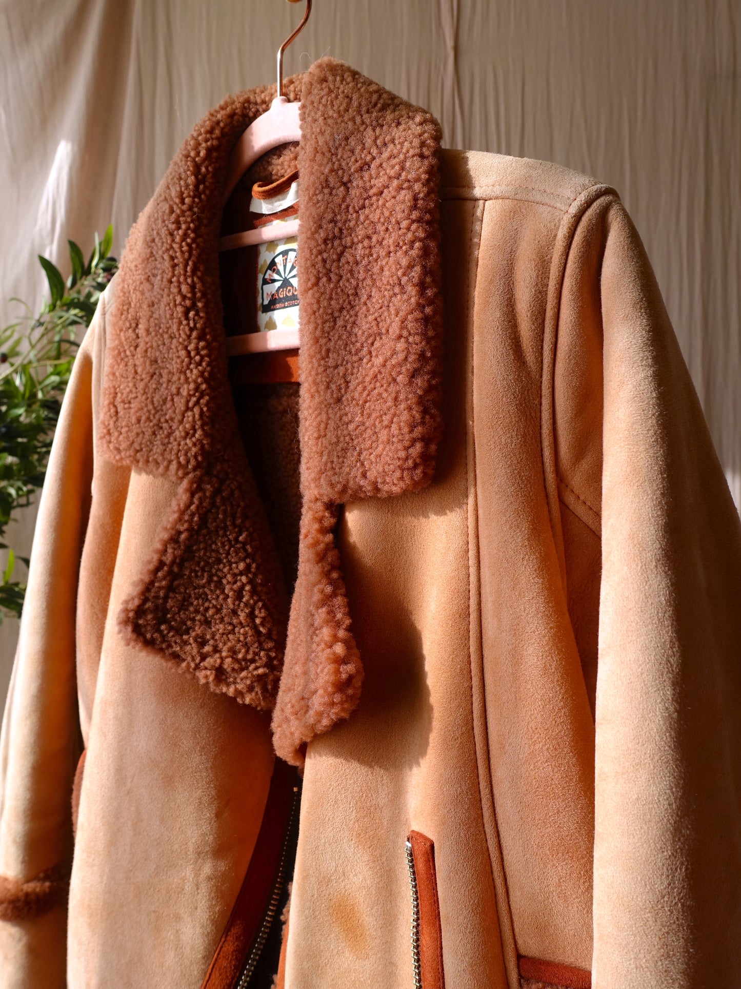 Scotch & Soda sherpa suede piloten jack copper brick