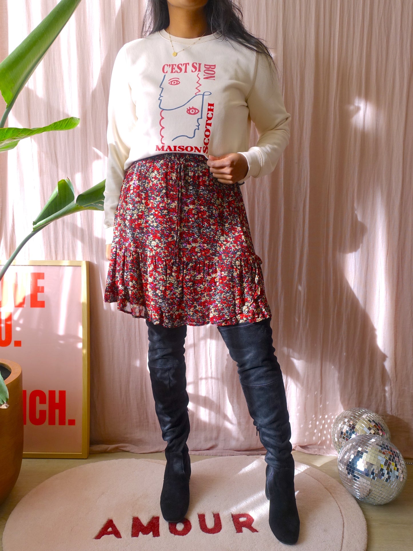 SET high rise viscose floral rok