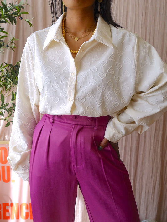 Norah embossed love print shirt ecru