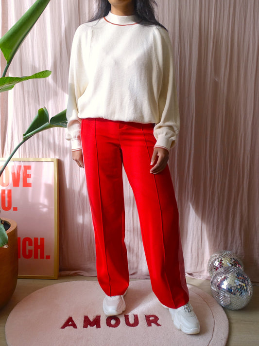 Drykorn virign wool high wide leg pantalon scarlet