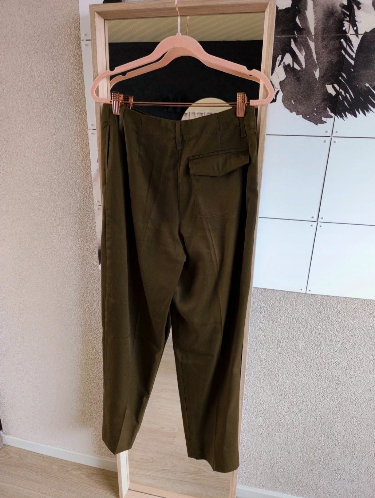 Mango tencel tapered pantalon dark olive