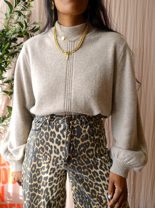 Selected Femme nica high neck knit oatmeal greige