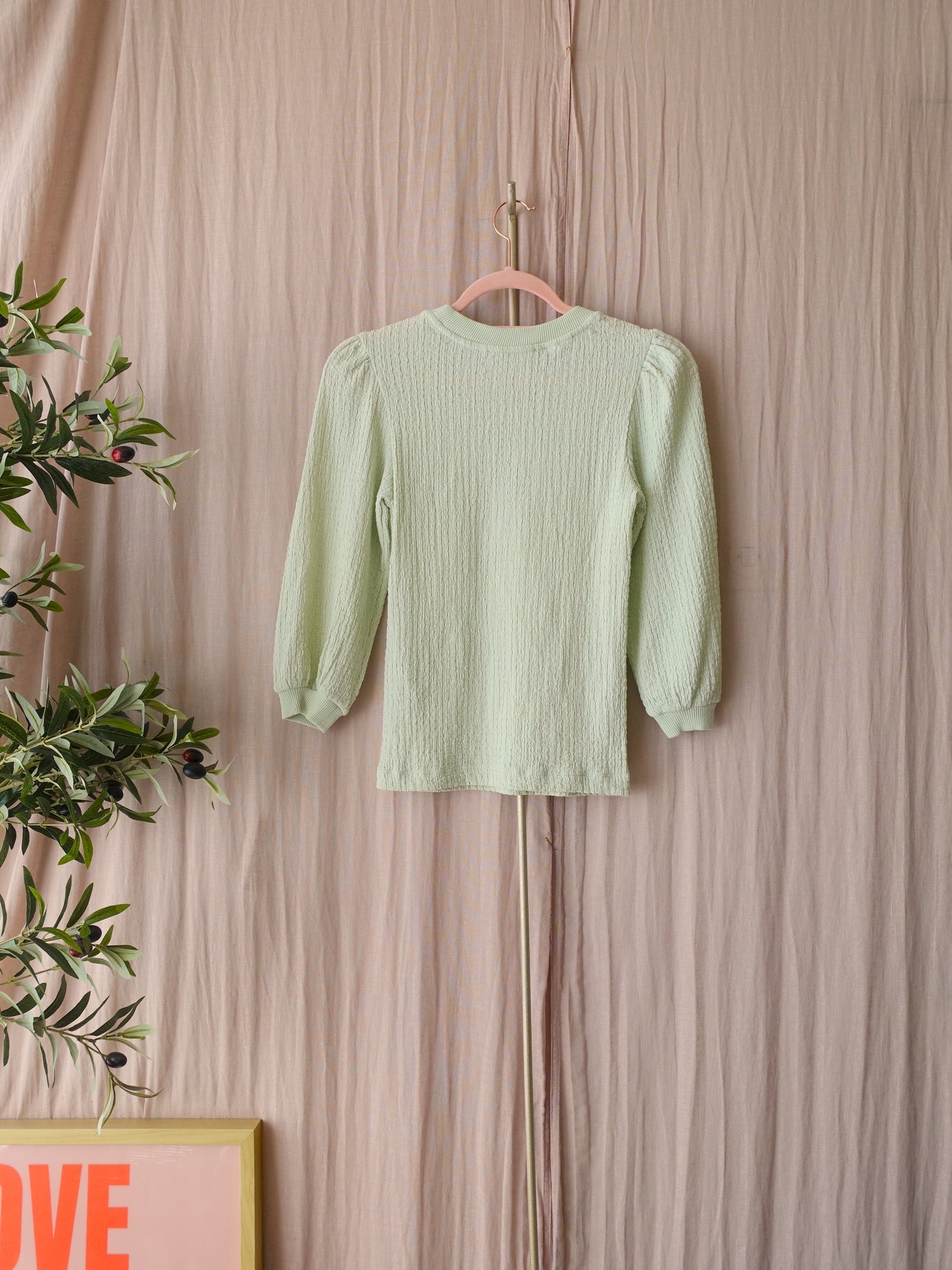 Selected Femme structured puff sleeve top pastel green