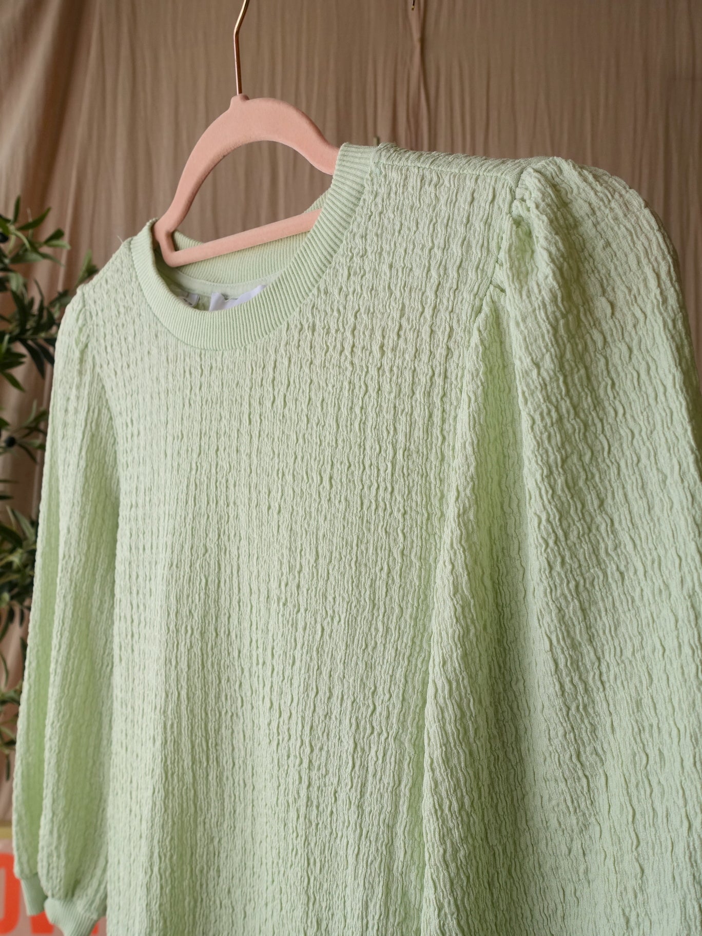 Selected Femme structured puff sleeve top pastel green