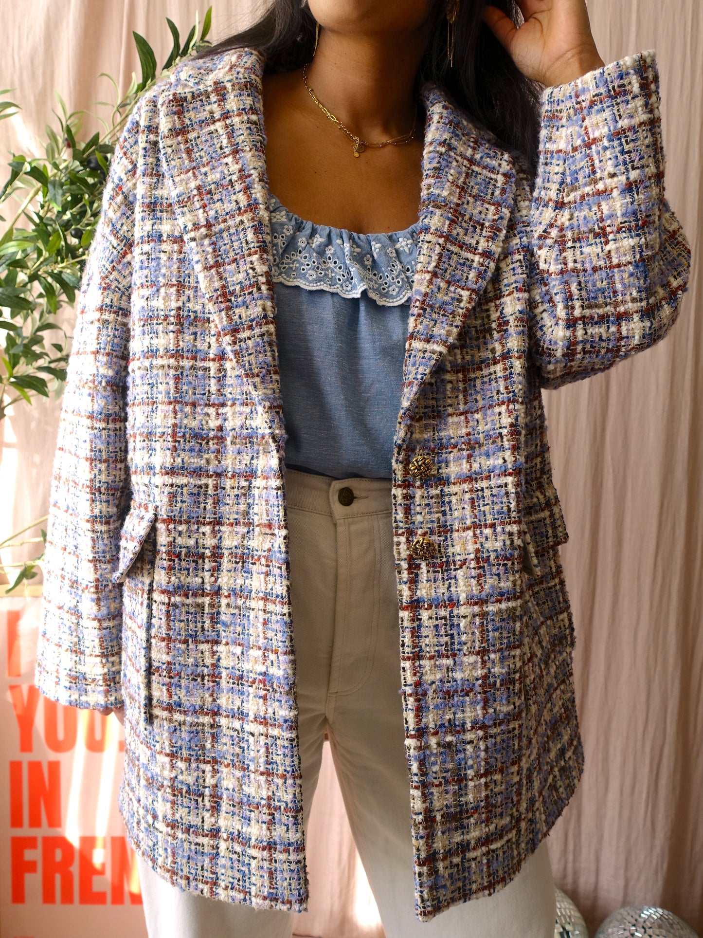 Ba&sh oversized tweed coat timy