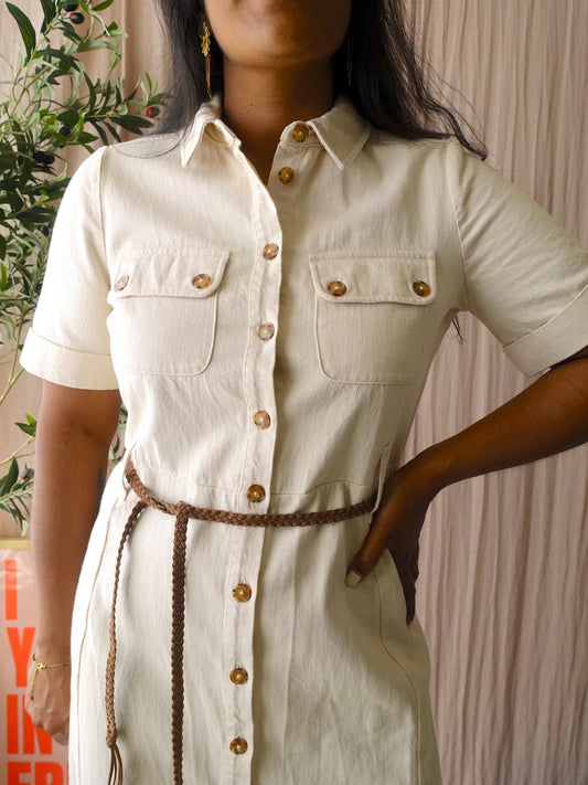 Sézane organic denim jurk ecru