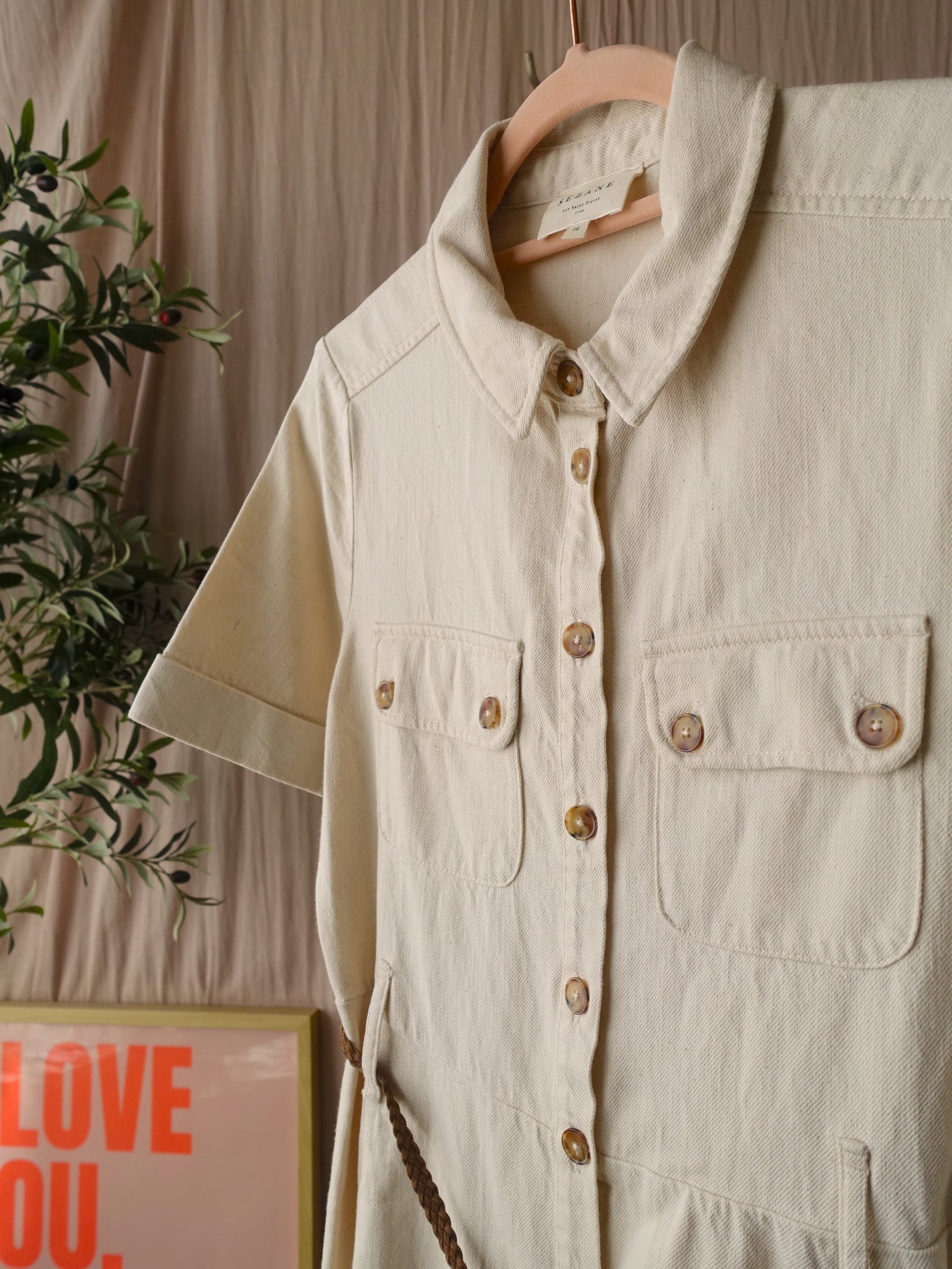 Sézane organic denim jurk ecru