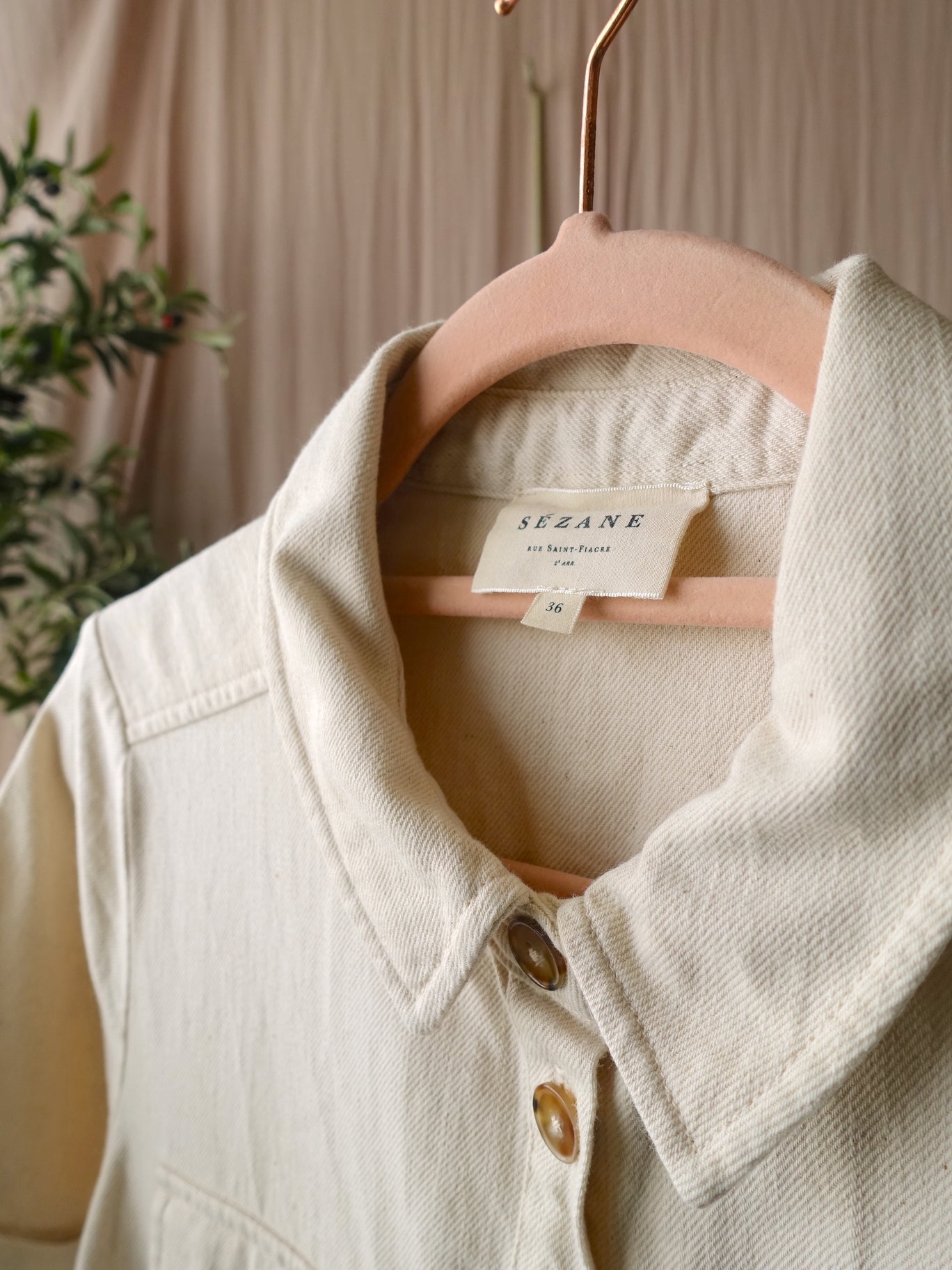 Sézane organic denim jurk ecru