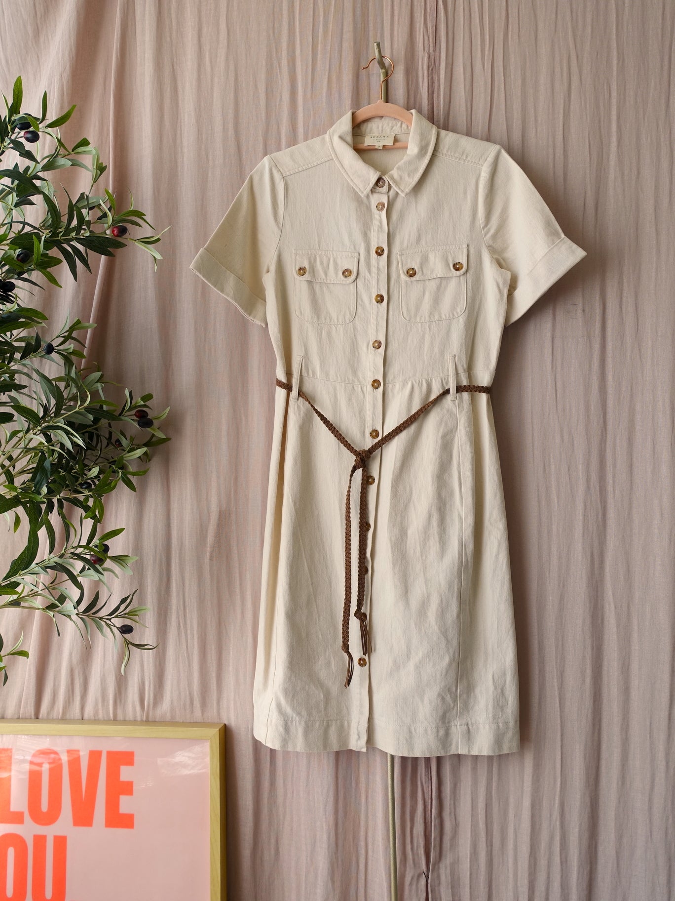 Sézane organic denim jurk ecru