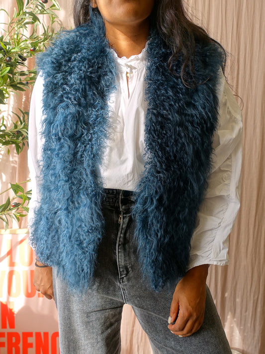 Shearling bohemian gilet petrol
