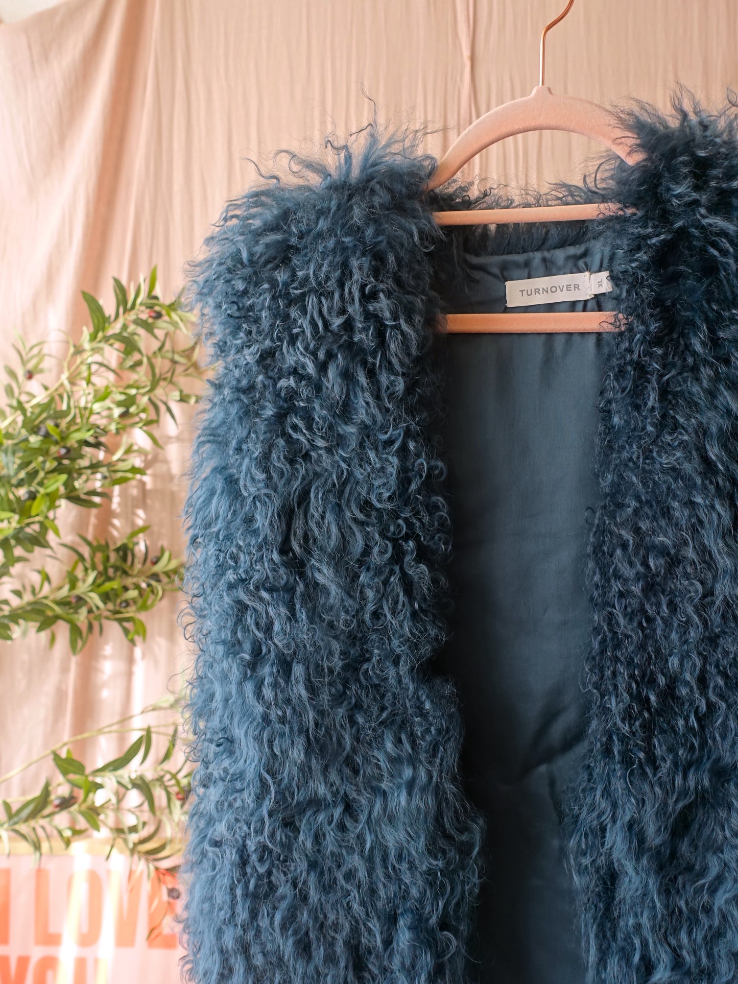Shearling bohemian gilet petrol