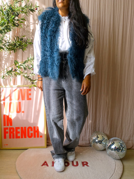 Shearling bohemian gilet petrol