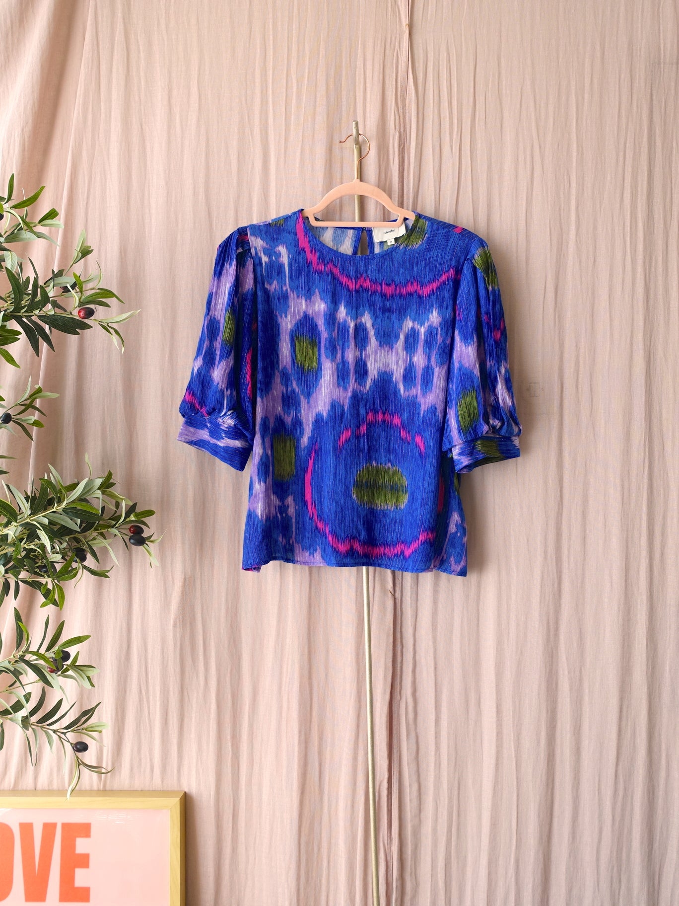 Shoeby printed pofmouwen top royal blue