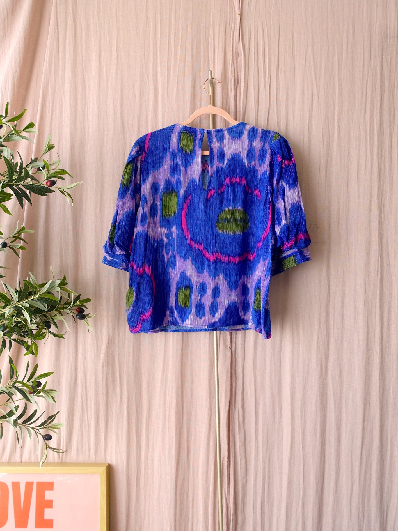 Shoeby printed pofmouwen top royal blue