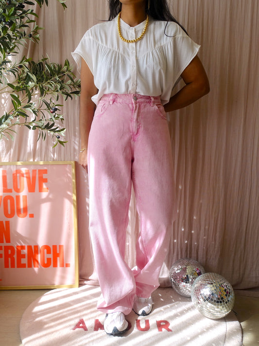 Shoeby high waist straight fit jeans washed pink