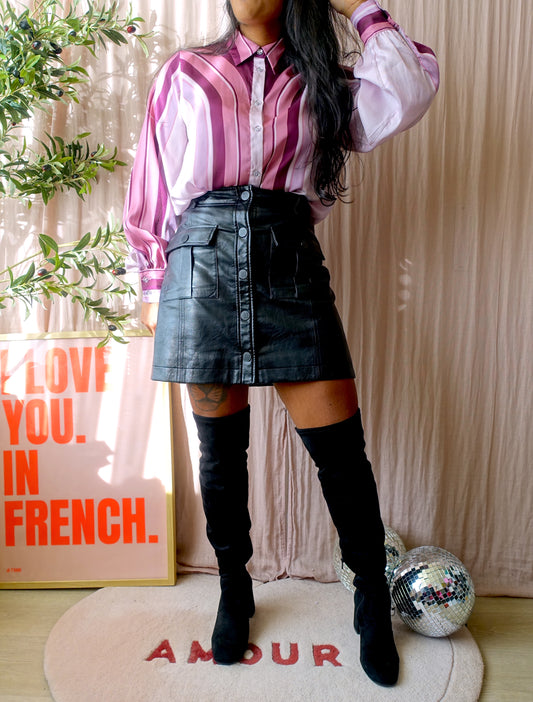 Nikkie high waist vegan leather skirt black